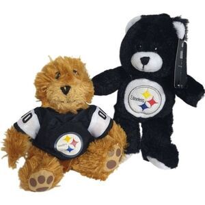 NFL Pittsburgh Steelers Plush Bears Set  Black Bear 9.5", Brown 7" Embroidered